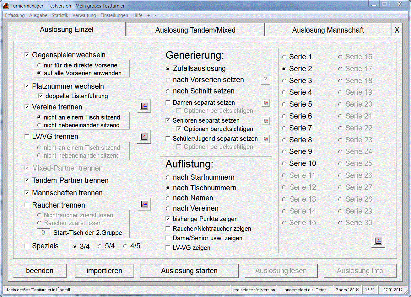 Screenshot vom Programm: Skat-Turniermanager